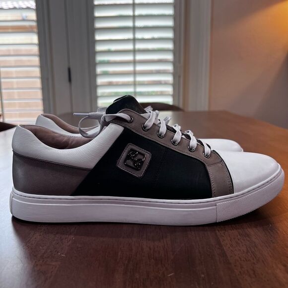 Robert Graham Trixie RG5346L Men’s 10.5 White Tan Black Leather Low Top Sneakers - Picture 5 of 10